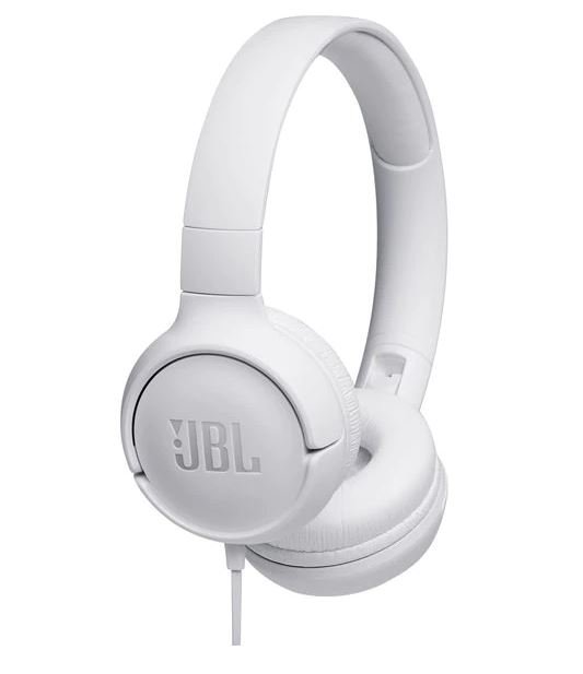 Ausinės JBL Tune 500, ant ausų, laidinės, baltos