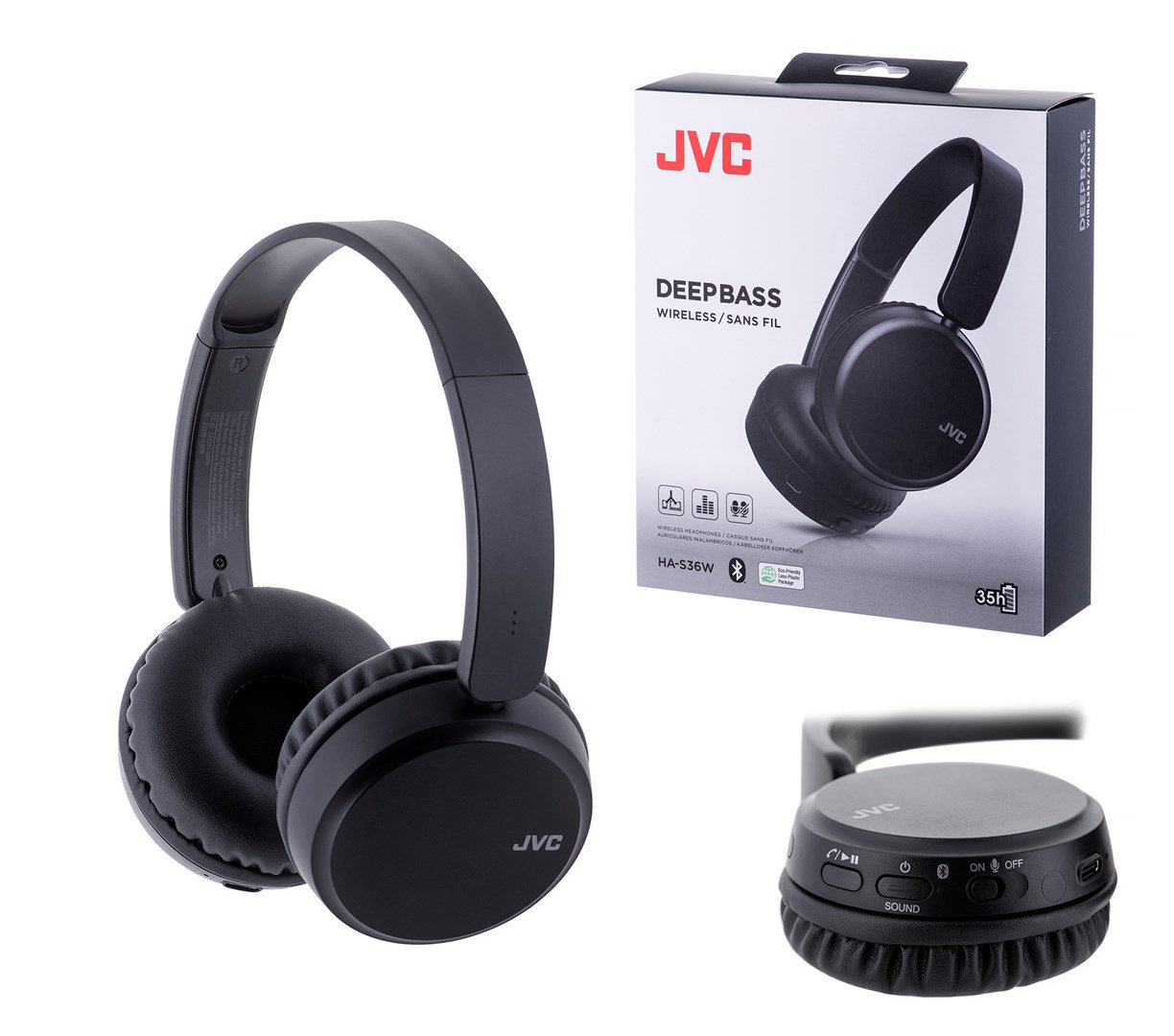 JVC HA-S36W Ausinės Bevielis Su lankeliu Skambučiai / muzika Bluetooth Juoda