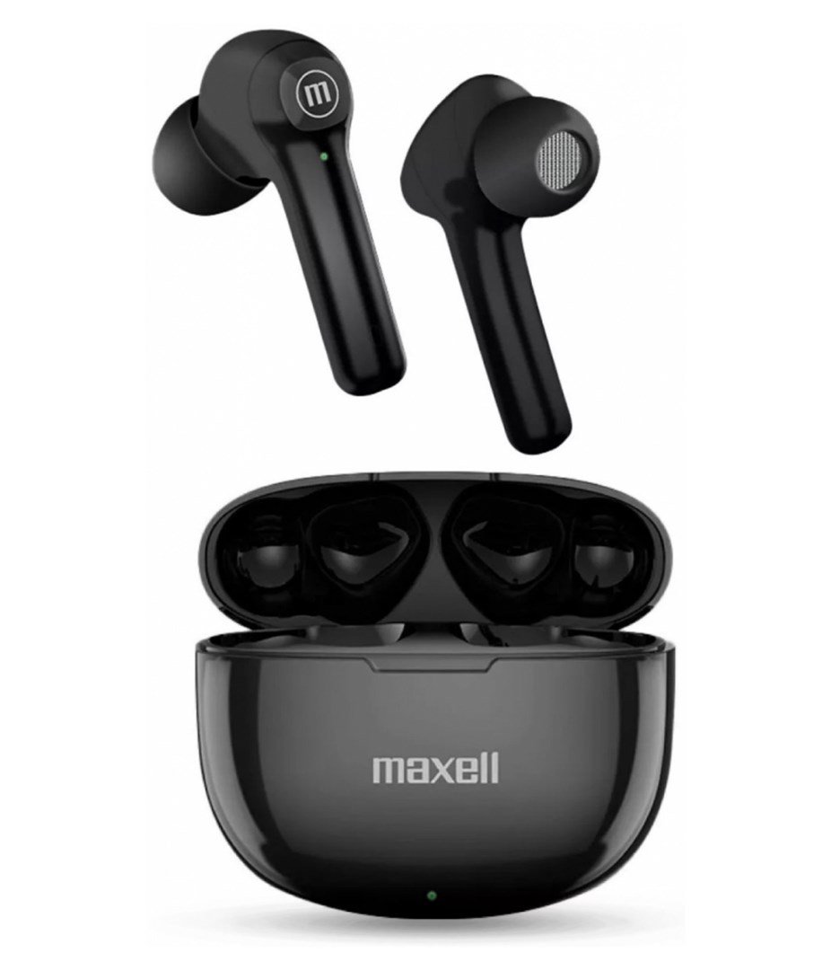 Maxell Dynamic+ belaidės ausinės su įkrovimo dėklu Bluetooth, juodos spalvos