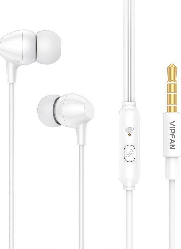 Headphones Vipfan Cable earphones Vipfan M16, jack 3.5mm, 1m (white)