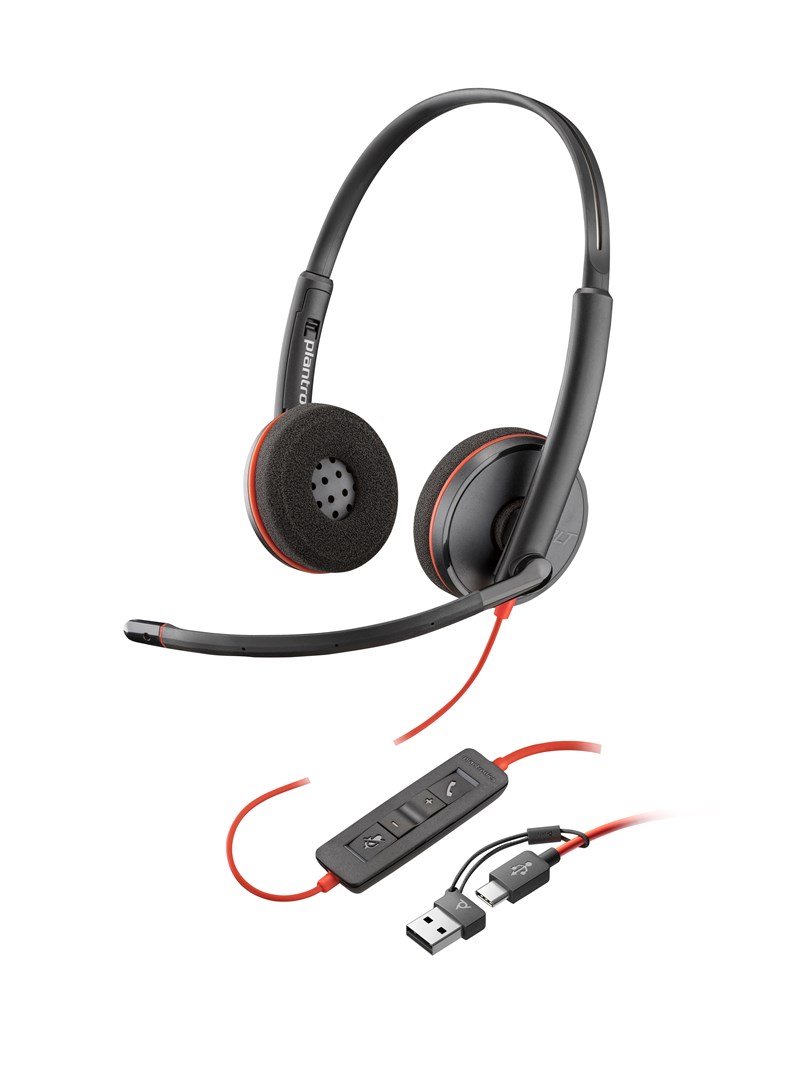 Poly „ Blackwire 3220 Stereo“ „USB-C“ ausinės + „USB-C/A“ adapteris
