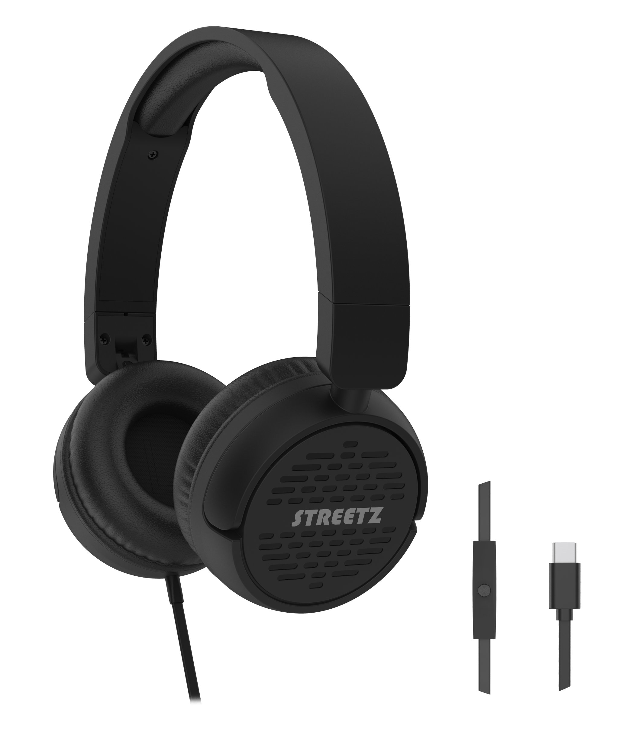 USB-C STREETZ  C200 ausinės, su mikrofonu, sulankstomos, , juodos / C200-BLK / 6612101