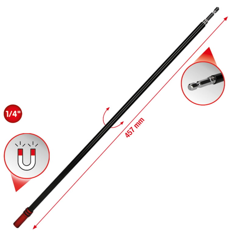 Laikiklis antgaliams 1/4``, ypač ilgas 457mm, KS Tools