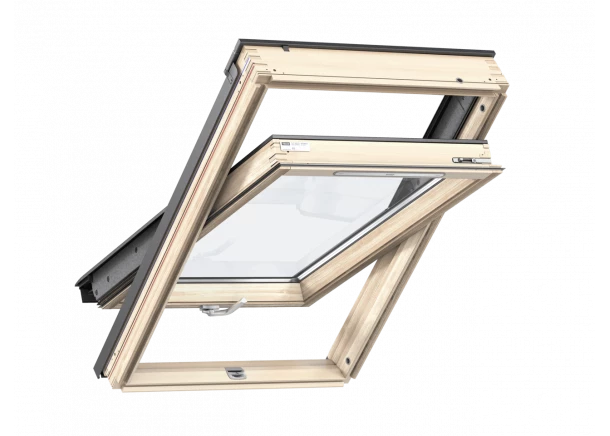 Stoglangis Velux GZL 1051B, medinis, rankena apačioje (įv.dydžiai)
