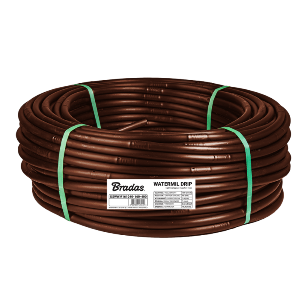 Lašelinio laistymo žarna Bradas WATERMIL DRIP BROWN, 100 m (16 / 1,0mm / 40cm / 1,6l/h)