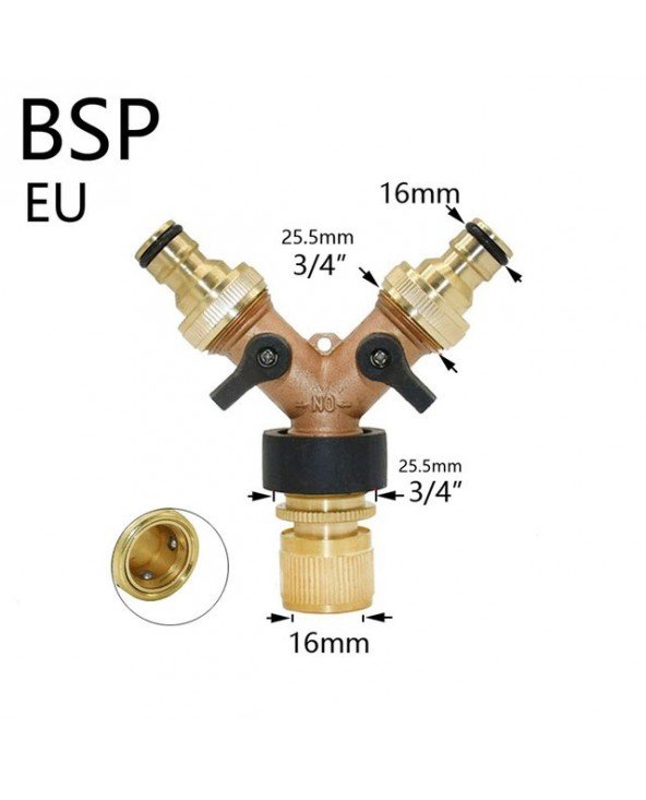 3/4" 2/4 žalvarinis plastikinis sodo žarnos dalytuvas Y tipo laistymo jungtis sodo čiaupas lauko čiaupui ir maišytuvui