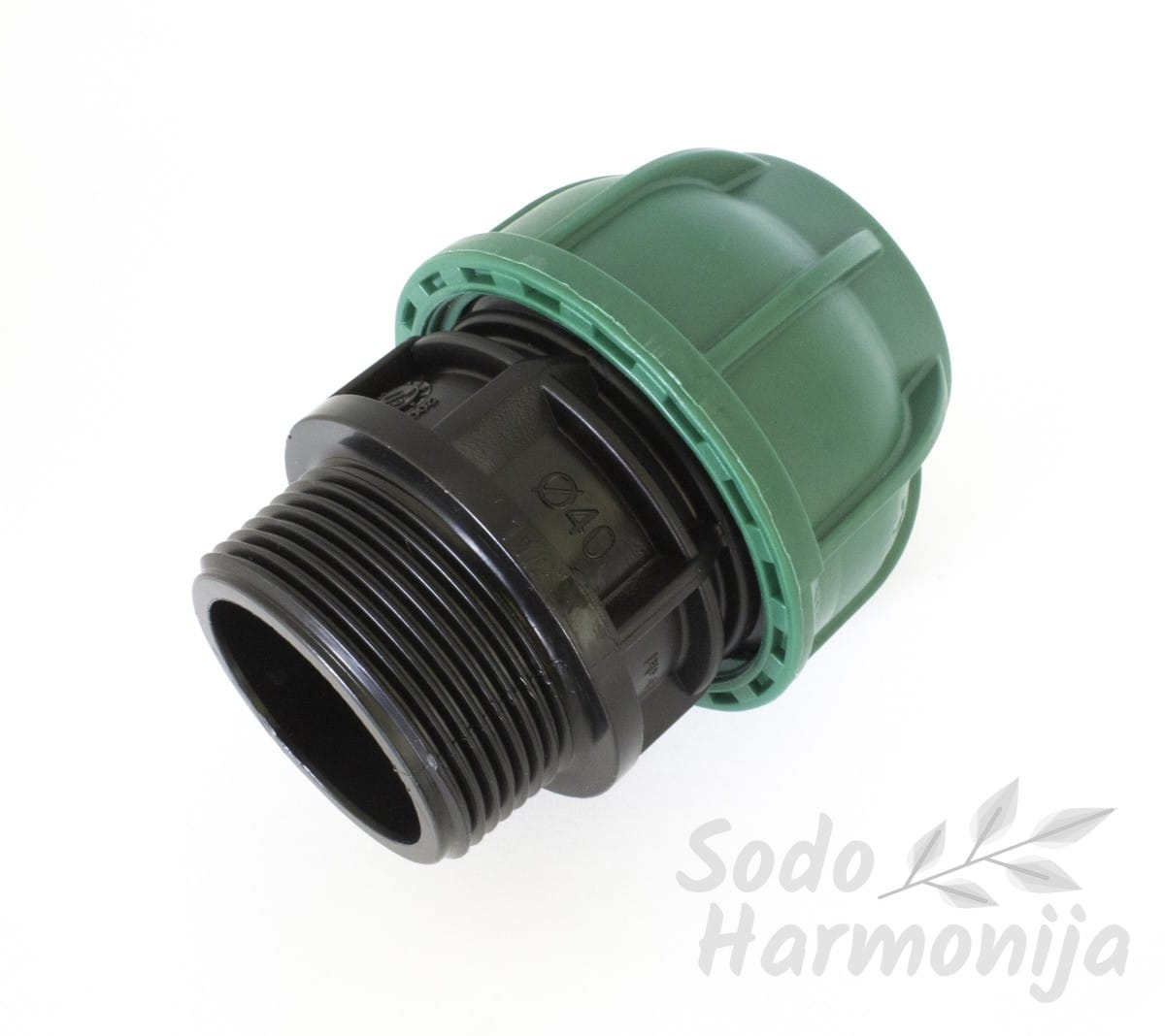 PP Sujungimas 40mm vamzdžiui ir 1” išorinis sriegis