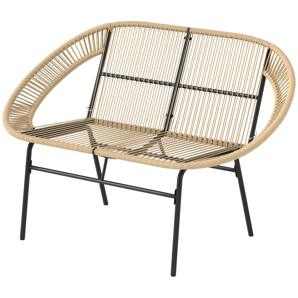 2 vietų sodo suolas iš poliratano, iki 260 kg, 126x72x83 cm, chaki