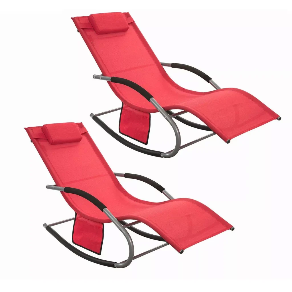 2 x supamasis krėslas, saulės gultas, lauko baldai, raudona, OGS28-Rx2