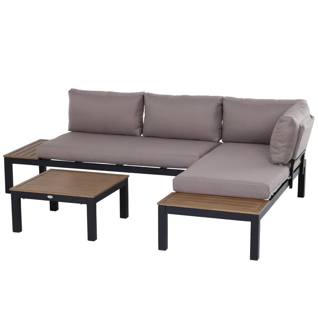 3 dalių sodo baldų komplektas su staliuku, sofa su pagalvėlėmis 164 x 74 x 69 cm