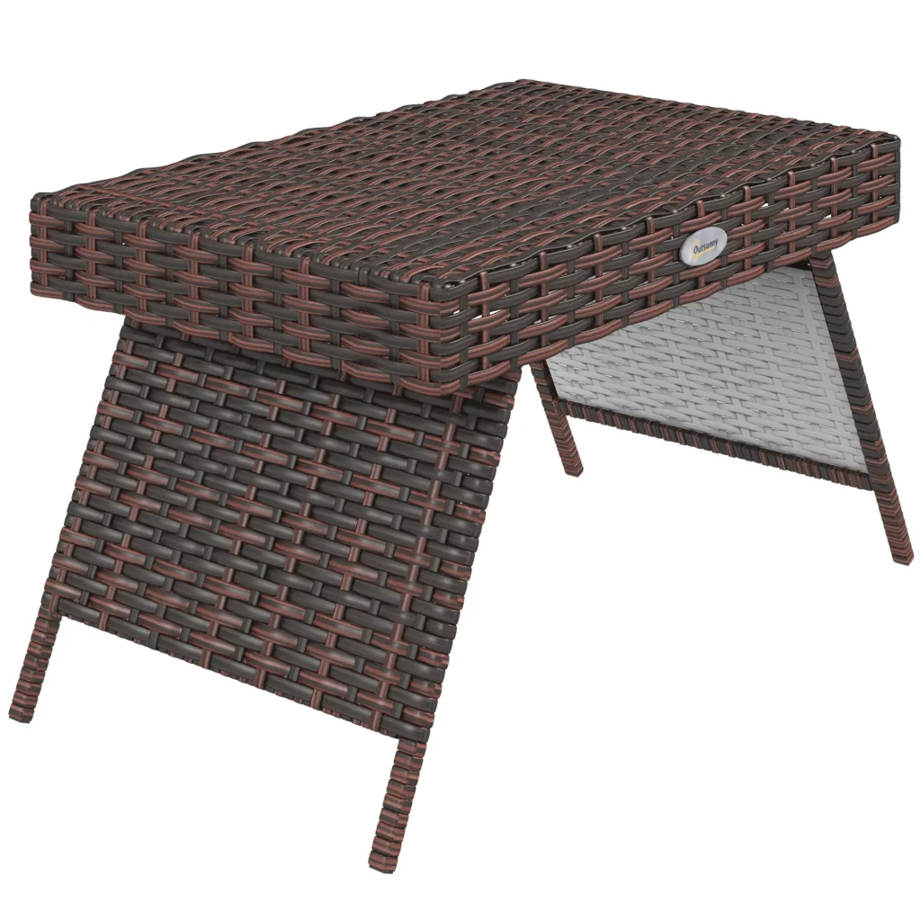 Lauko sulankstomas stalas, atsparus oro sąlygoms, rudas 60x41x41cm