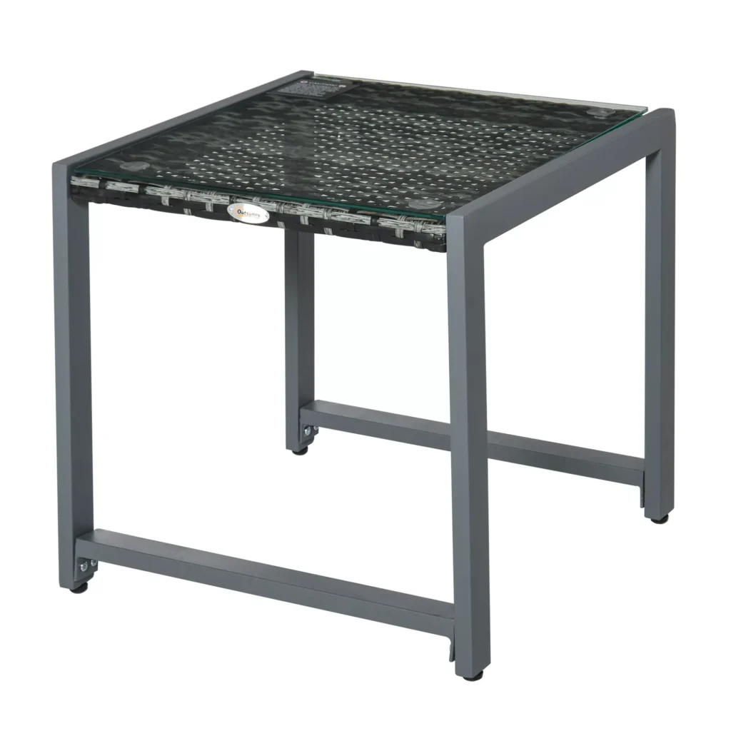 Lauko staliukas su grūdinto stiklo stalviršiu 50 x 49,5 x 50 cm