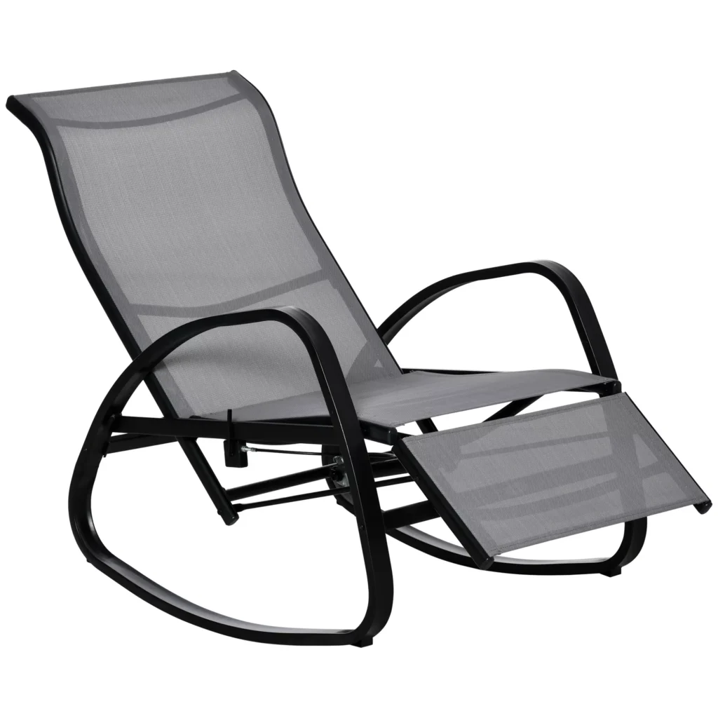 Lauko supamasis krėslas, Supamasis gultas su atlošu iki 160 kg - Pilka 90 x 64 x 96,5 cm