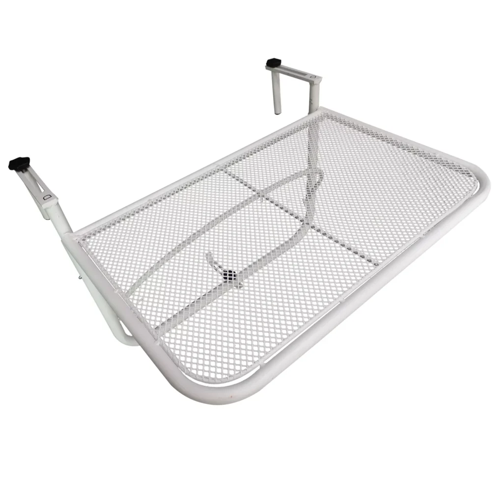 Pakabinamas staliukas balkonui, reguliuojamo aukščio kvadratinis - baltas L60 x W56,5 x H45 cm