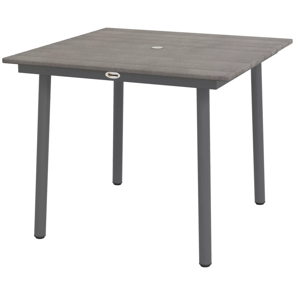 Sodo valgomojo stalas 4 asmenims su skyle skėčiui - pilkas 90x90x75cm