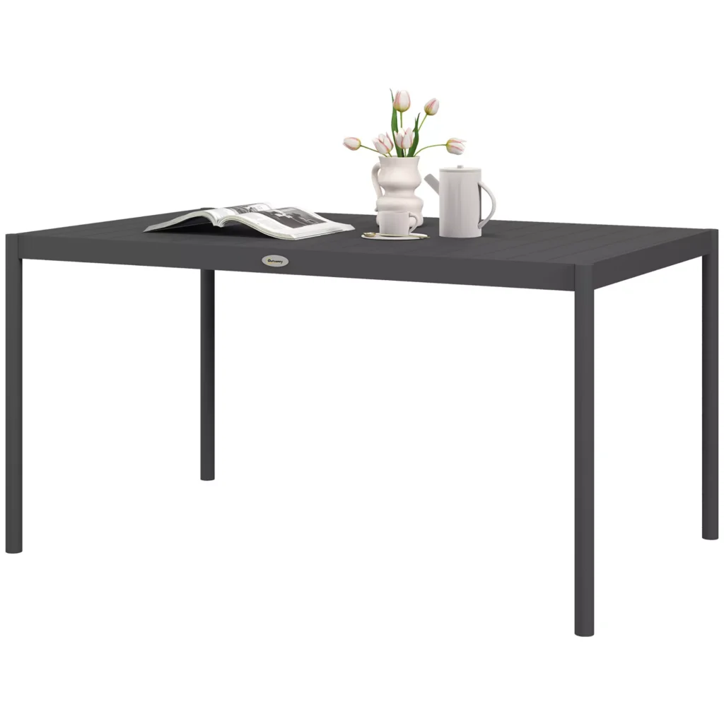 Sodo valgomojo stalas 6 asmenims - tamsiai pilkas 145 x 90 x 74 cm
