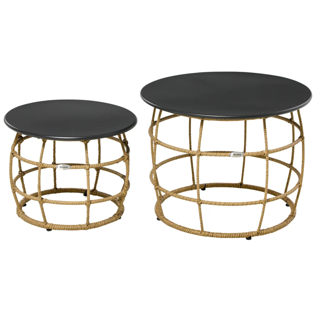 Lauko kavos staliukas 2 vnt.  Ø46+Ø60 cm