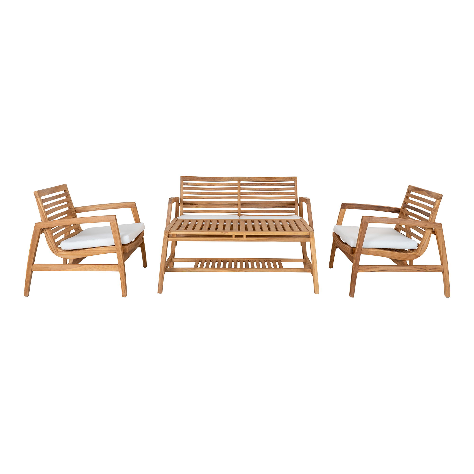 Santander poilsio lauko baldai | 80/138/116 x 73/73/47 x 71/71/59 cm | Natūrali