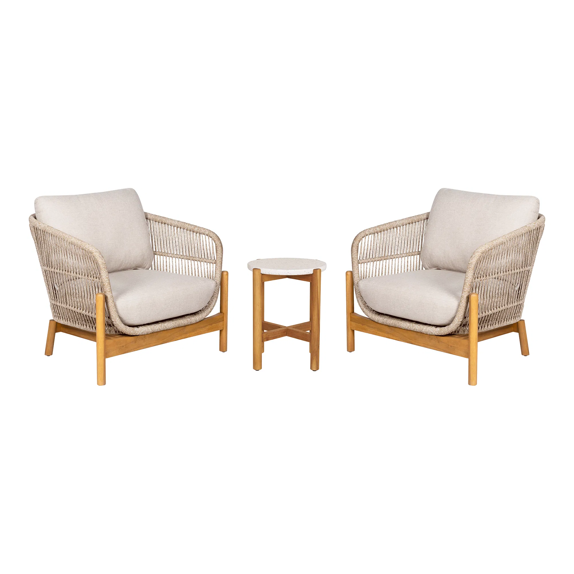 Terracina Sodo baldų komplektas | 37/86 x 46/72 x 37/78,5 cm | Ruda, Smėlio