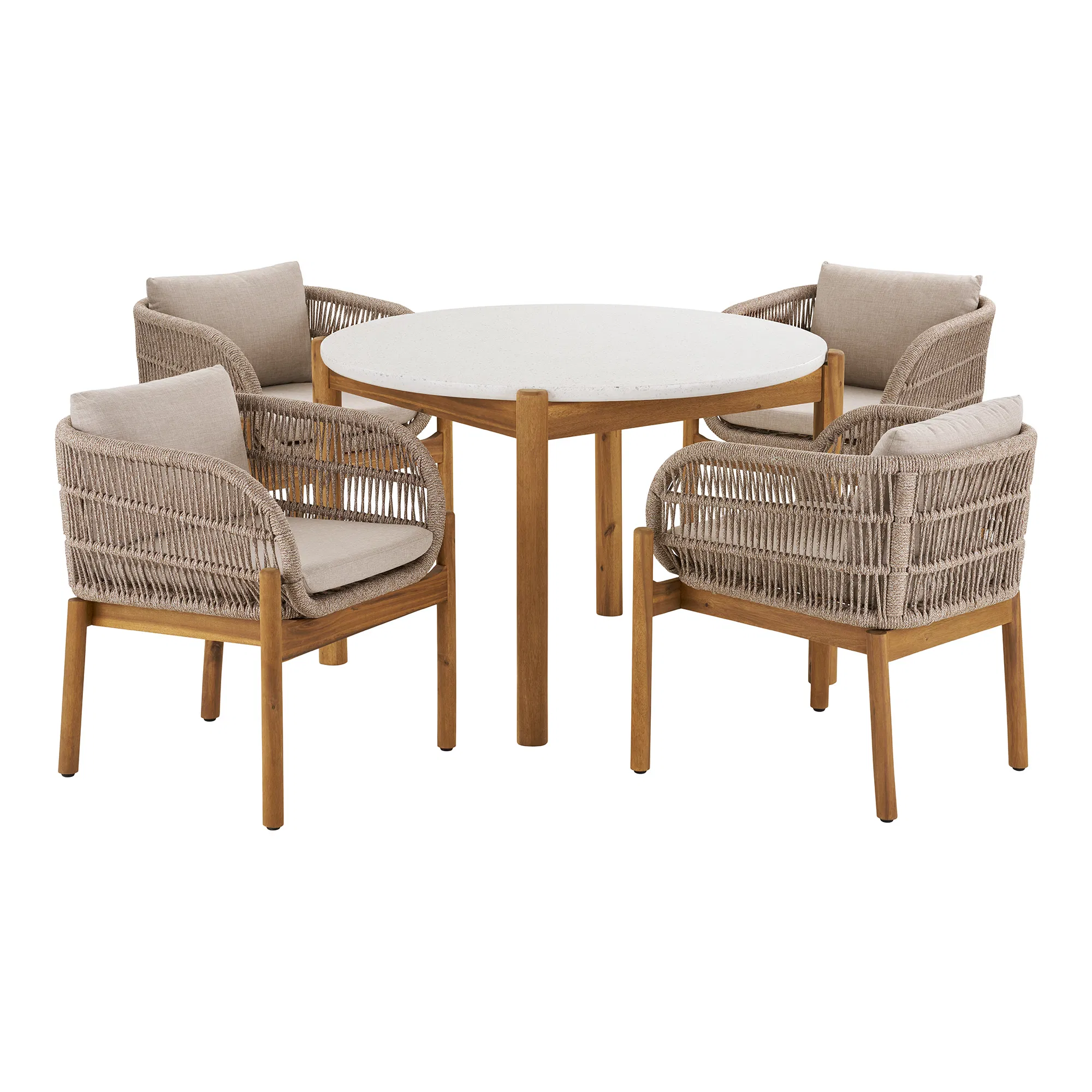 Terracina Sodo baldų komplektas 4 žm. | 120/64 x 76/70 x 120/63 cm | Ruda, Smėlio