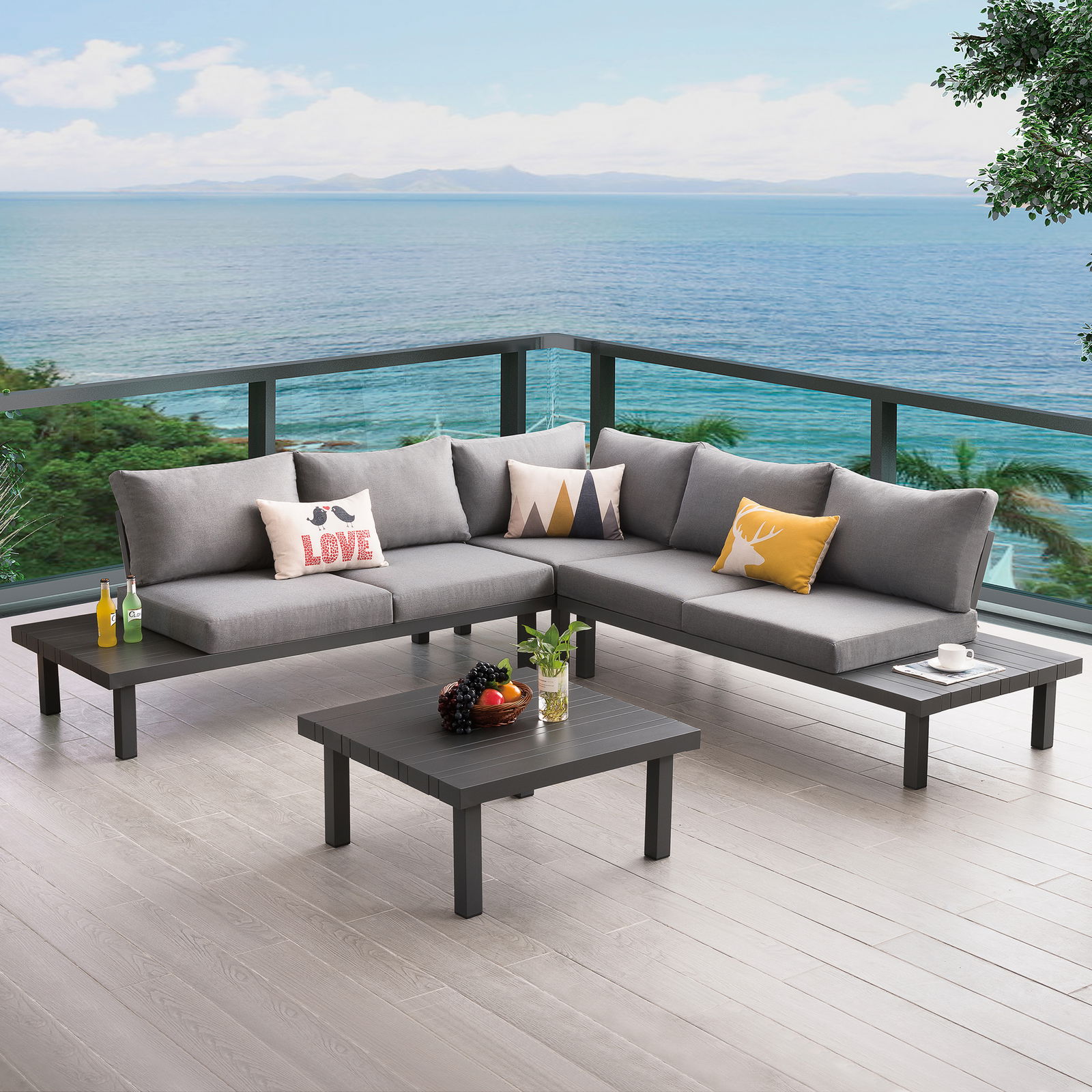 Lauko baldų komplektas PATIO Solange, antracito