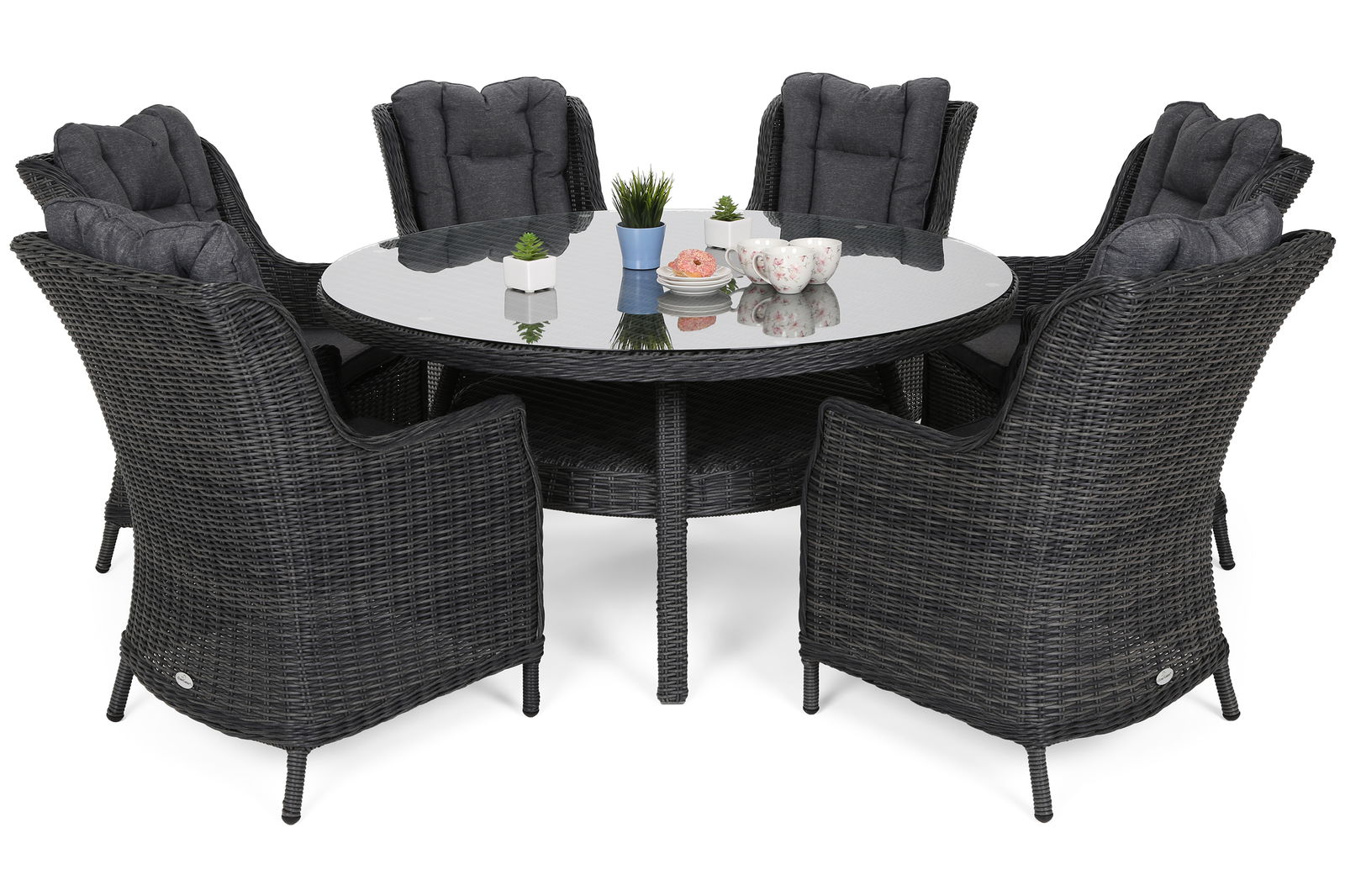 Lauko baldų komplektas Bristol Round Elegant 150 cm, tamsiai pilka