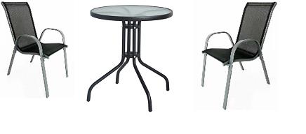 Lauko baldų komplektas Bergama Round 60 cm, 2+1, Black