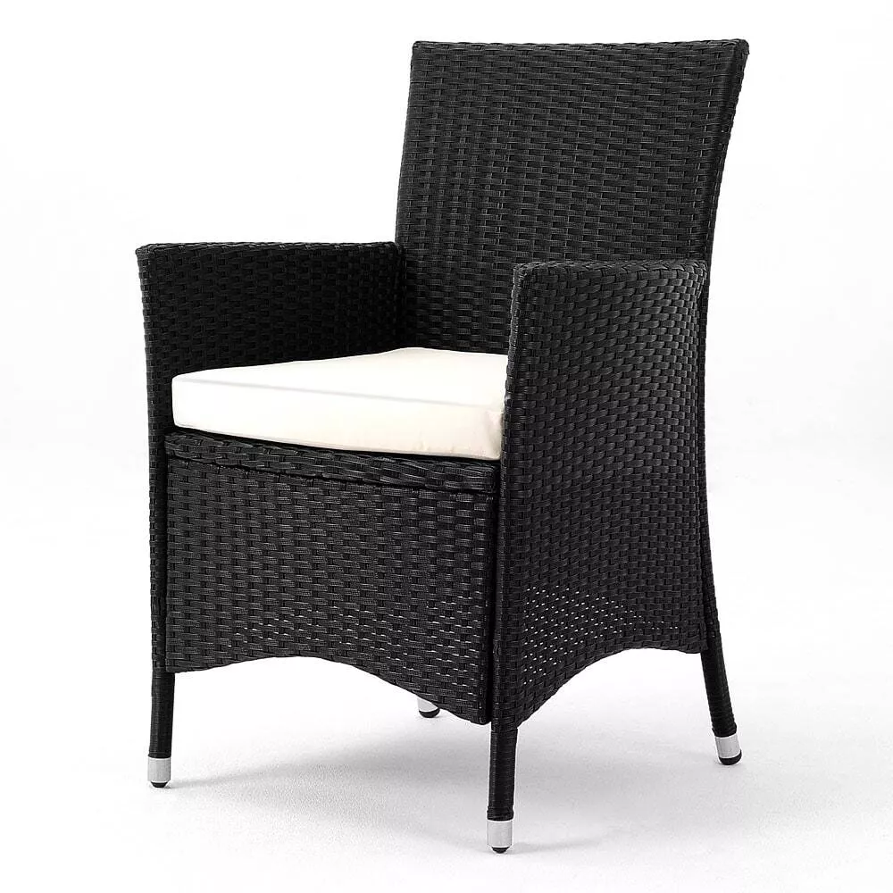 Polirataninė sodo sofa, 7 dalių, juoda/kremas