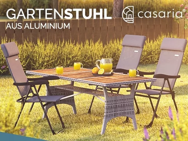Sodinis kėdžių komplektas, 2 vnt., pilkos spalvos, aliumininis, sulankstomas