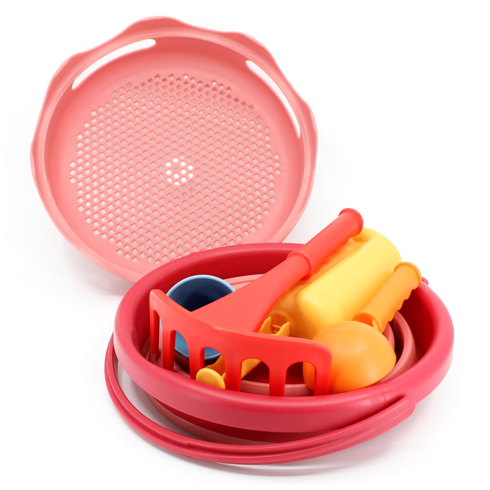 Smėlio žaislų rinkinys 7-in-1 compacToys, rausvas