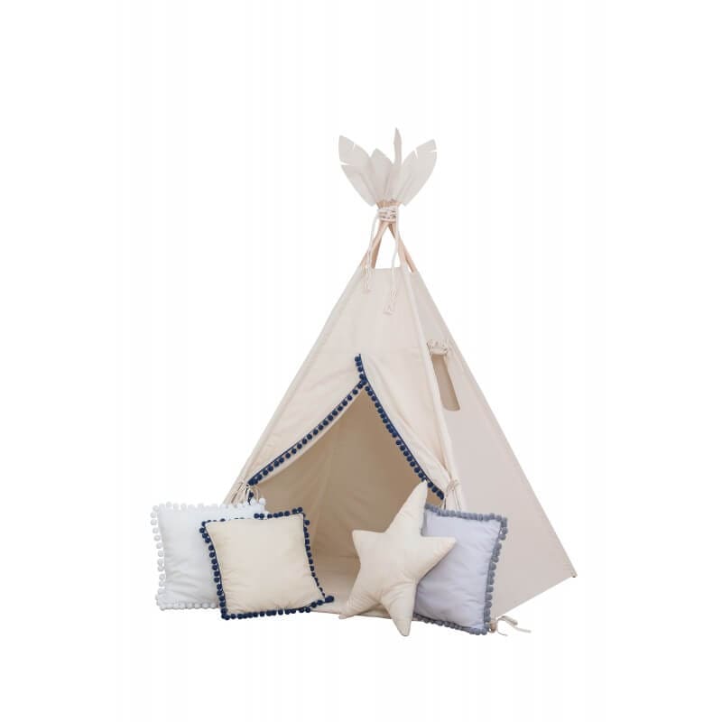 Tipi Palapinė Vaikams Su Langu Ir Plunksnomis Smėlio Spalva 180 cm