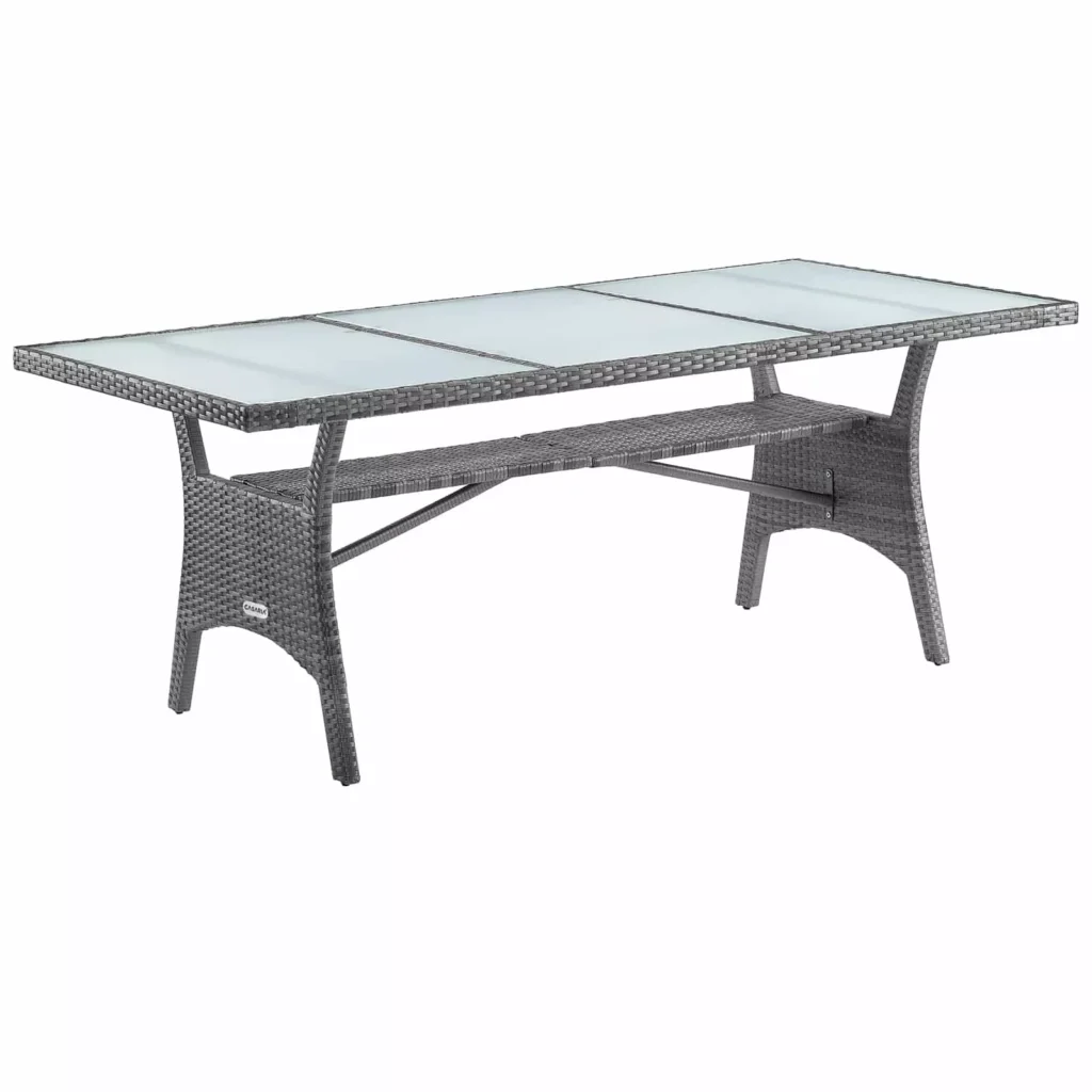 Polirataninis Sodo Stalas Takeo Pilkas 190x90x74cm Stiklas