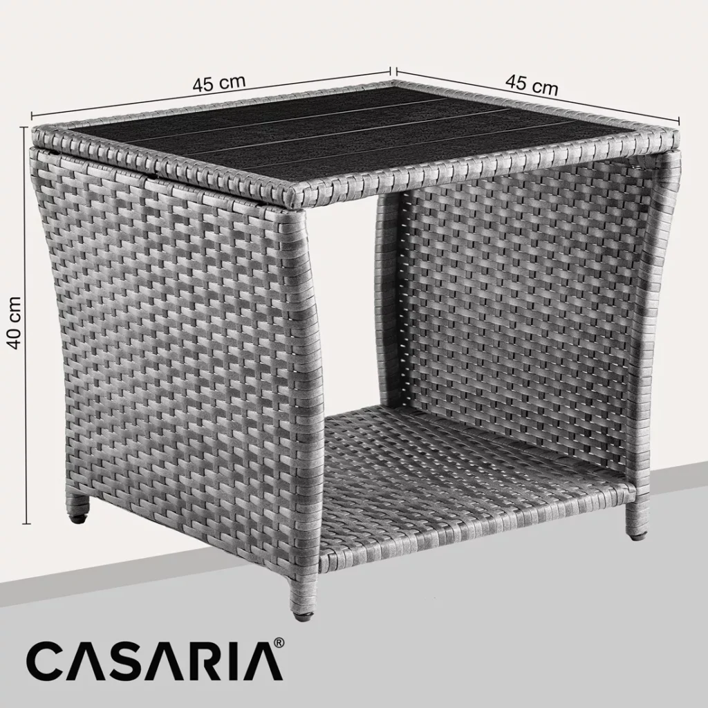 Polirataninis sodo staliukas pilkas 45x45x40cm
