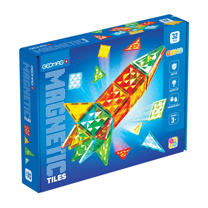 "Geomag Gems Rocket" 32 magnetinės plytelės