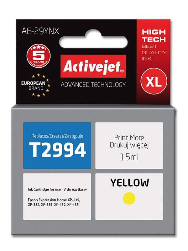 Toneris ACTIVEJET AE-29YNX for Epson 29XL T2994,15 ml,yellow