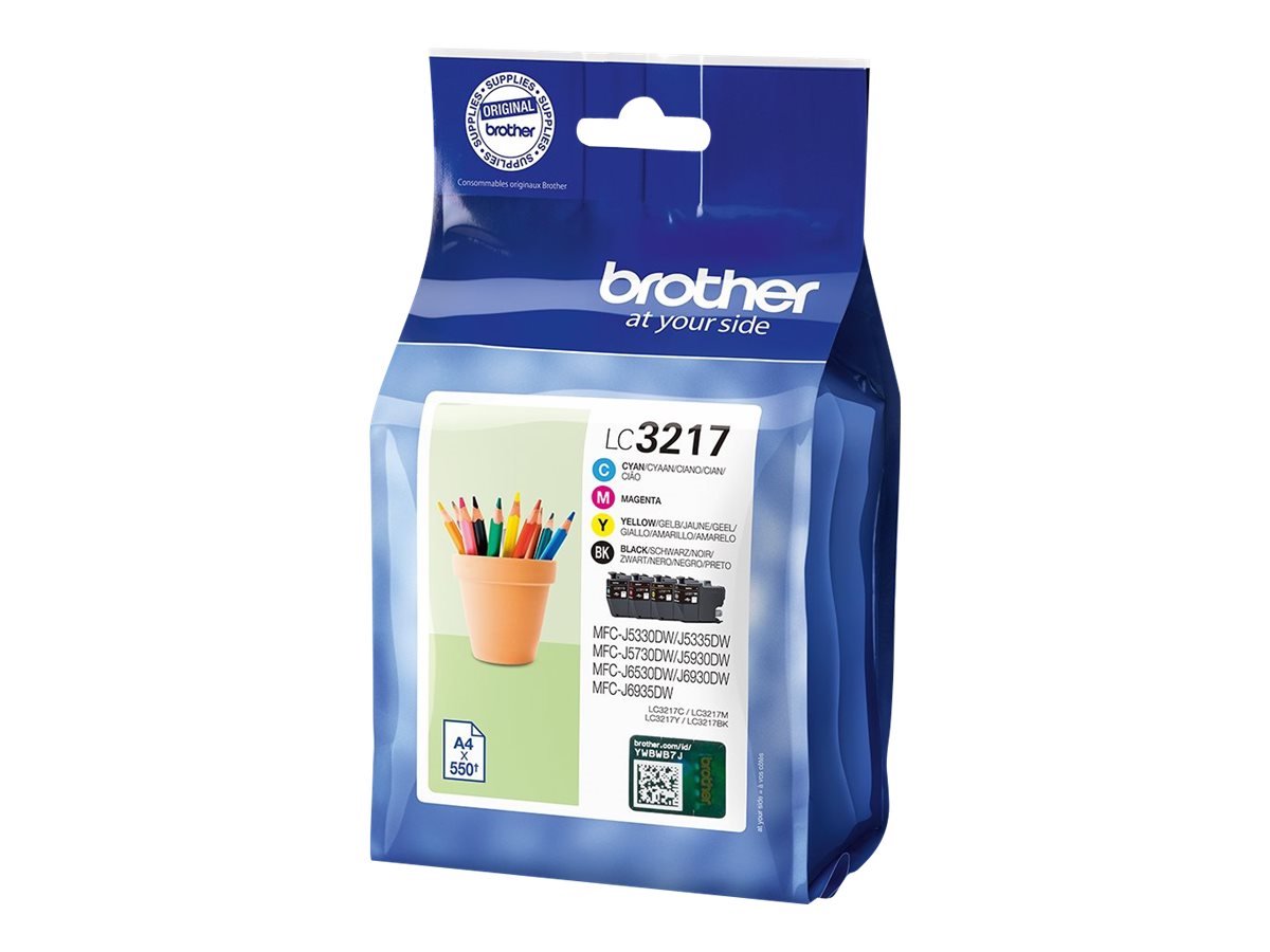 Brother Brother  3217 Value Pack  Black  Yellow  Cyan  Magenta  Ink cartridge  550 pages