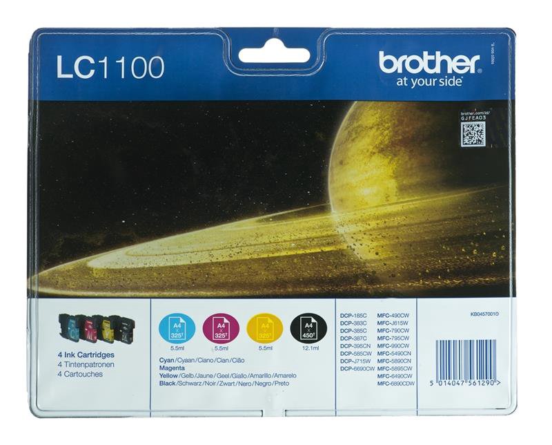 Brother LC1100VALBP rašalo kasetė 4 vnt Originalus Juoda, Žydras, Rausvai raudona, Geltona