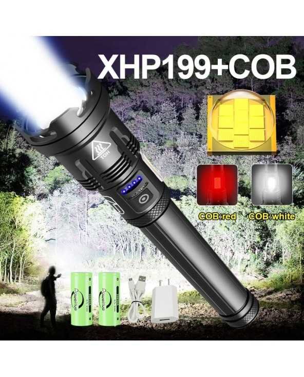 Naujausi XHP199 didelės galios LED žibintuvėliai Itin galingi LED žibintuvėliai XHP160 įkraunami taktiniai žibintuvėliai, medžio