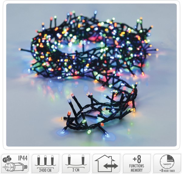 Kalėdinė girlianda 1200 LED, 24 metrai, įvairiaspalvė