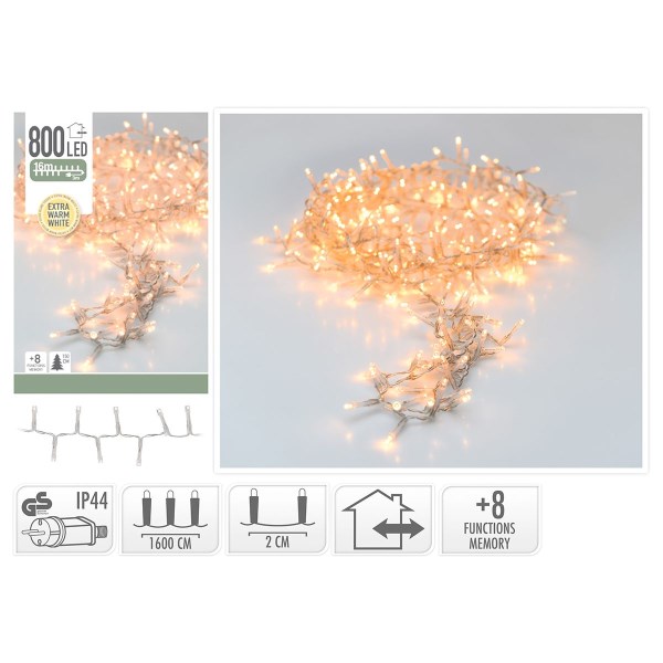 Girlianda elektrinė 800 LED 16 metrų šiltai balta