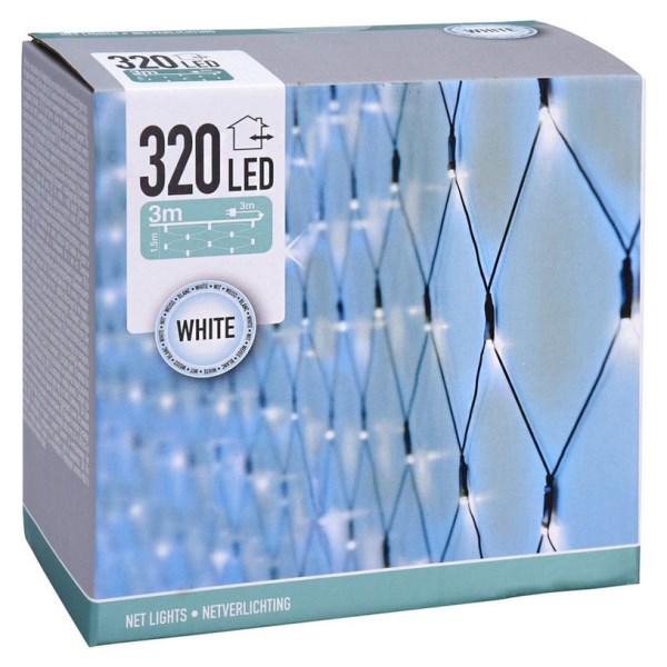 Kalėdinė girlianda tinklas 320 LED, 3 metrai, šaltai balta
