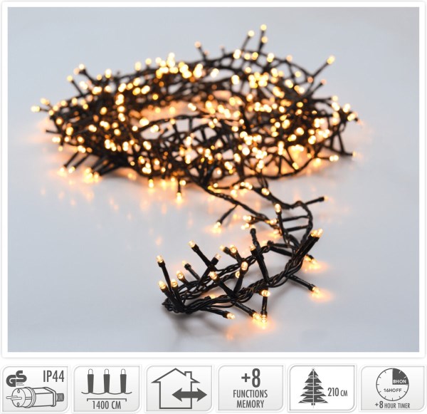 Kalėdinė girlianda 700 LED, 14 metrai, šiltai balta