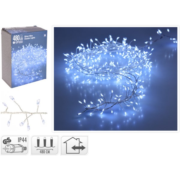 Elektrinė girlianda 480 LED 4,8 m, šaltai baltos spalvos
