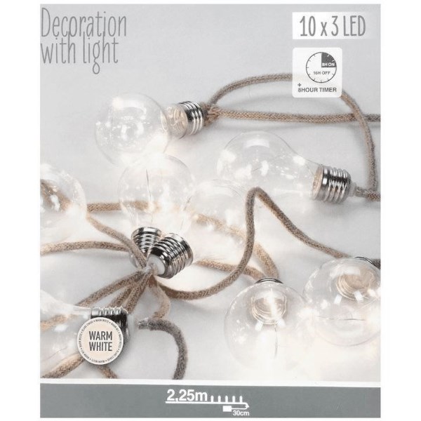 Girlianda LED virvė 10 LED, šiltai balta