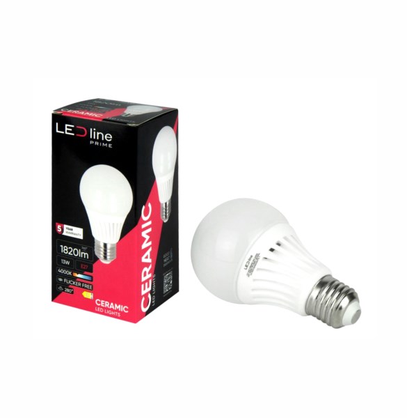 Lemputė CERAMIC LED line PRIME, E27 230V 13W A65, 1820lm, 140lm/W, 4000K