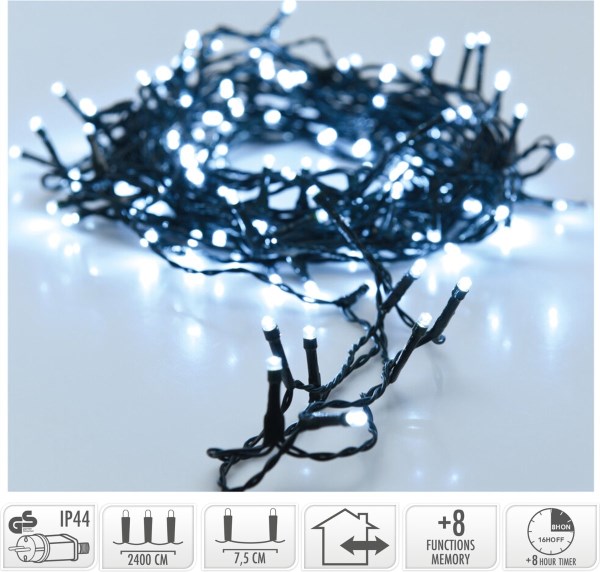 Kalėdinė girlianda 320 LED, 2400 cm, balta