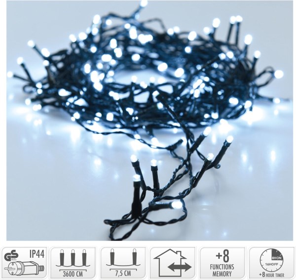Kalėdinė girlianda 480 LED, 3600 cm, balta, IP44