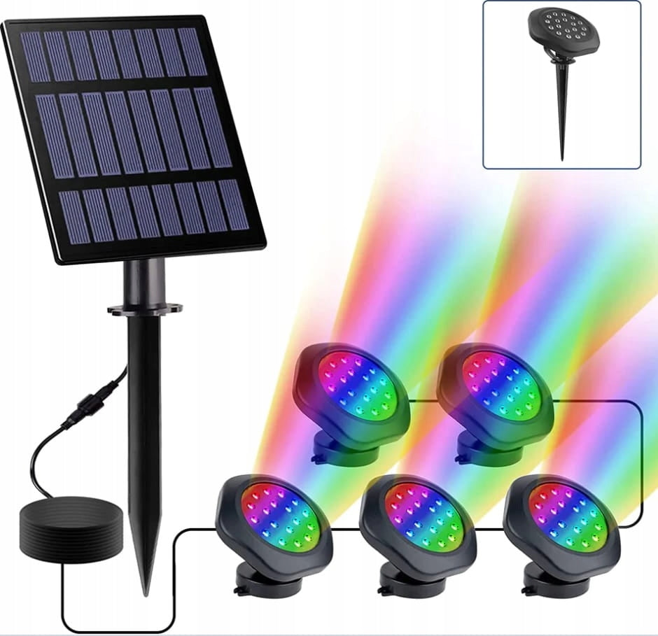 Saulės LED sodo šviestuvas S5403 RGB (5 x 1W) IP68