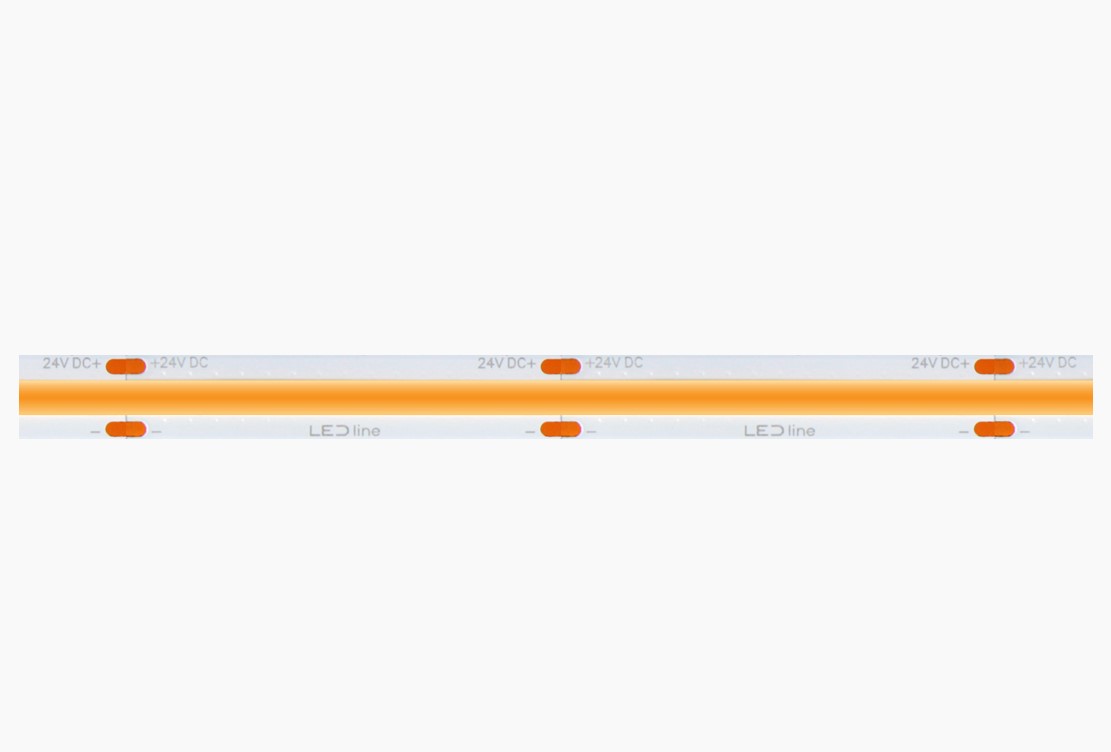 LED juosta 24Vdc, 14W/m, COB 528LED/m, 1350lm, šiltai balta 2700K, IP20, 180°, LED LINE
