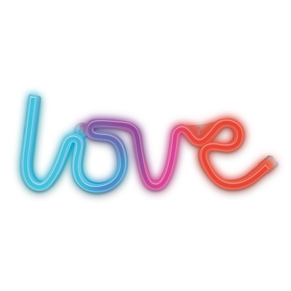 LED NEON dekoracija LOVE, RGB skaitmeninė - dinaminė spalva, su pulteliu